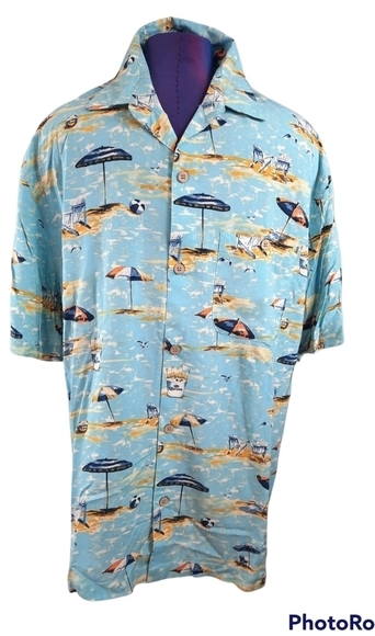 NWT Newport Blue, Blue‎ Corona Luxury Hawaiin Button Down Shirt Men's Large - Picture 1 of 10